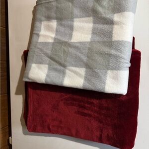 Red and Gray Checkered Blankets